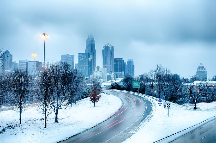 Charlotte North Carolina City After Snowstorm And Ice Rain Photograph by Alex Grichenko