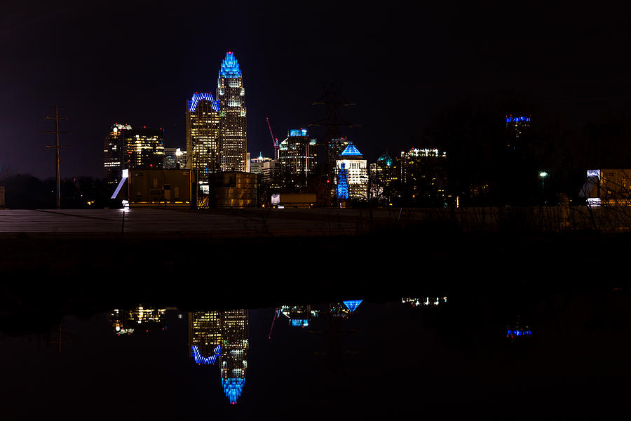 Charlotte reflection at night Photograph by Serge Skiba