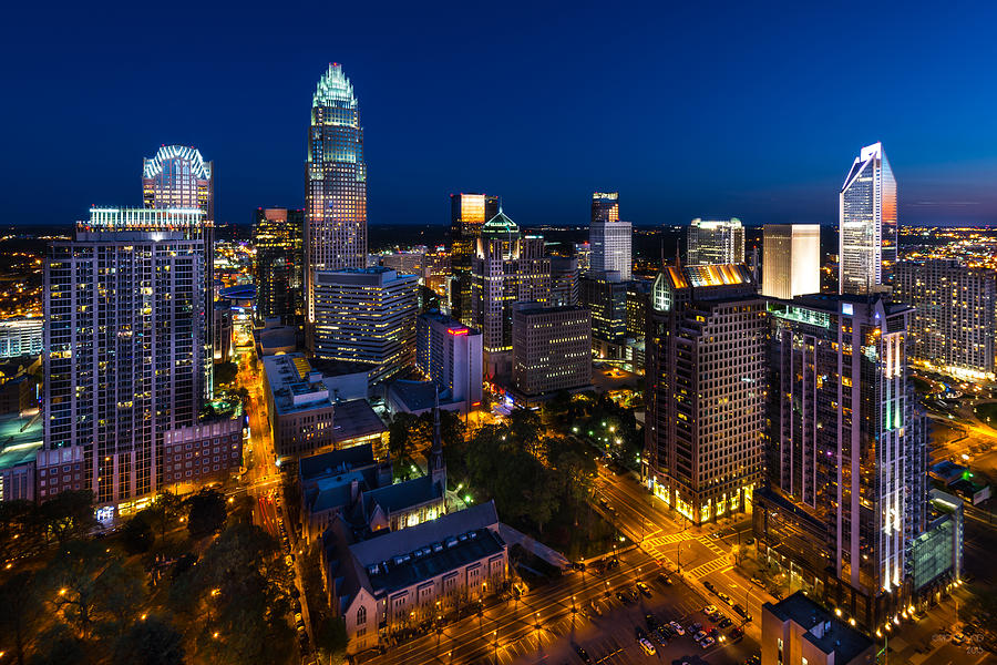 Charlotte Skyline at Dusk Photograph by Eric Pound - Fine Art America