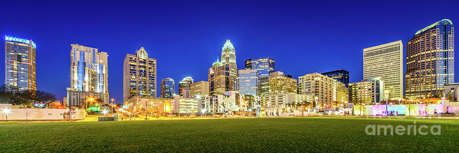 Charlotte Skyline at Night Panorama Photo by Paul Velgos Charlotte Skyline at Night Panorama Photo by Paul Velgos