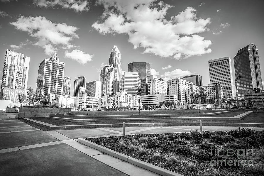 Charlotte Skyline Black and White Image Photograph by Paul Velgos