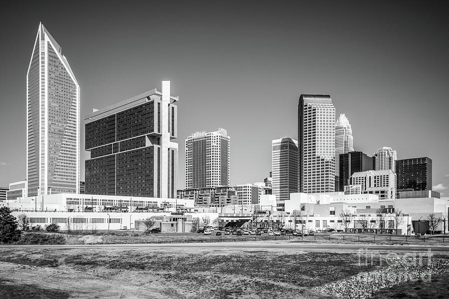 Charlotte Skyline Black and White Picture Photograph by Paul Velgos