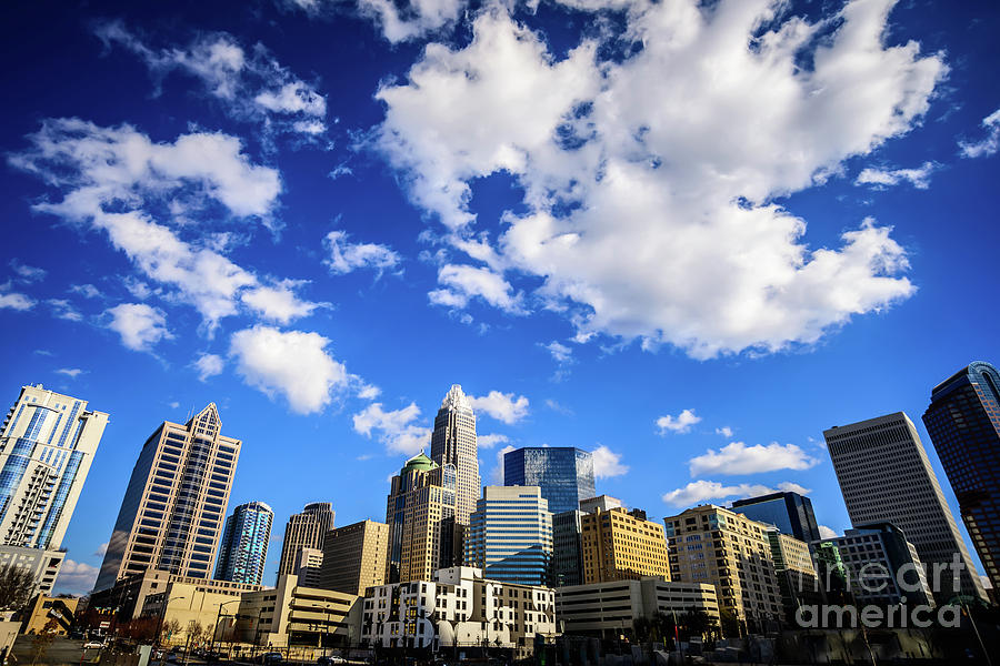Charlotte Skyline Blue Sky and Clouds Photograph by Paul Velgos