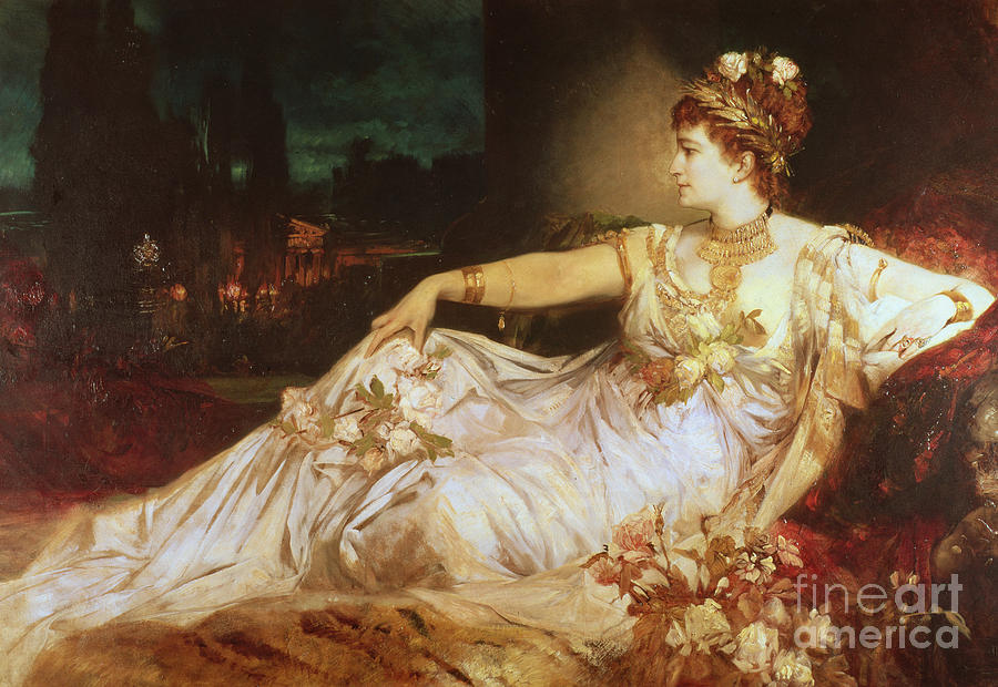 Hans Makart Painting - Charlotte Wolter as the Empress Messalina by Hans Makart