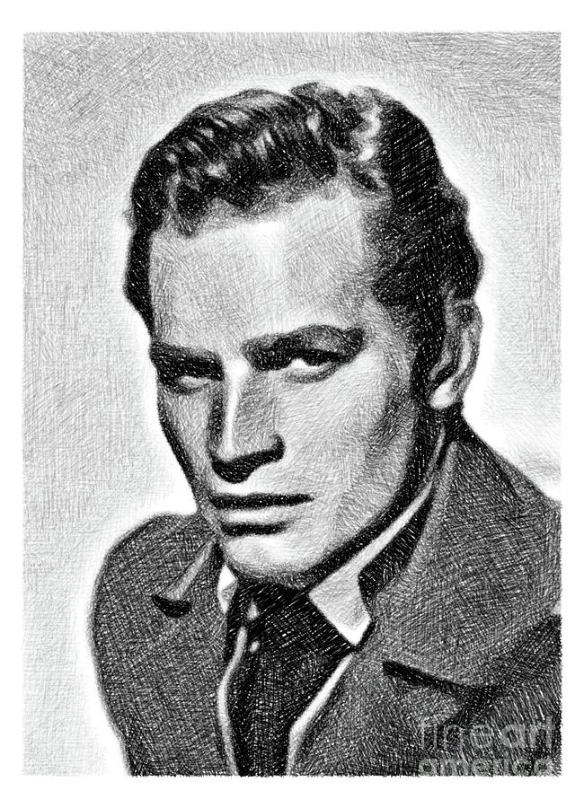 Charlton Heston, Vintage Actor By Js Drawing
