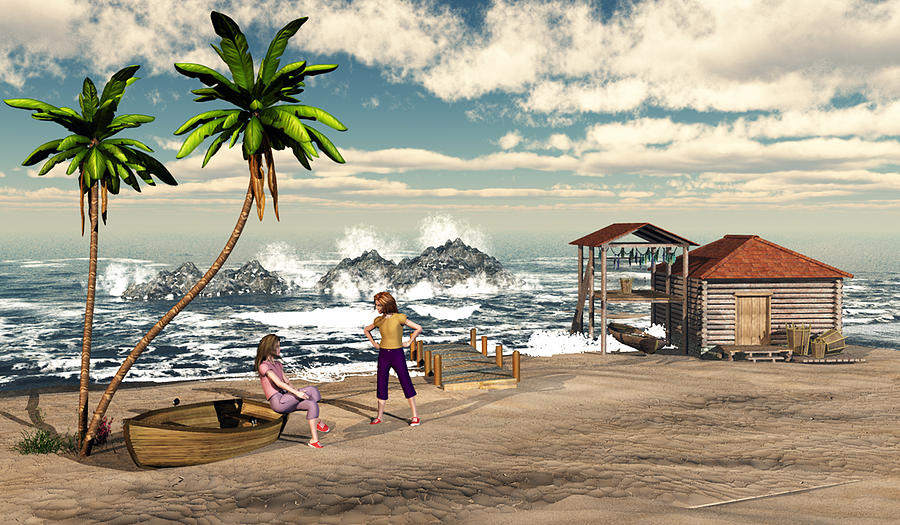 Charming Beach Scene Digital Art by John Junek