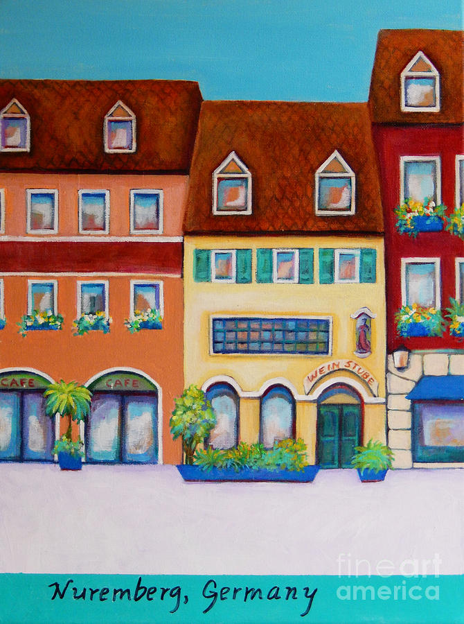 Charming German Wineshop Painting by Sharon Nelson-Bianco