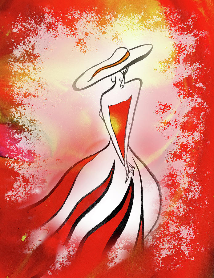 Charming Lady In Red Painting by Irina Sztukowski