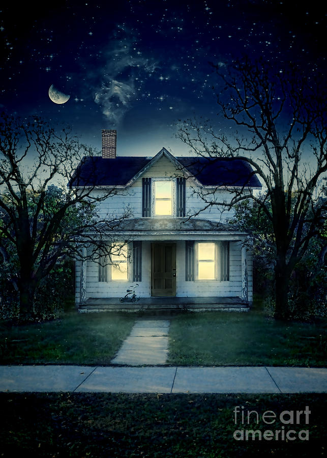 Charming Old House Under the Moon Photograph by Jill Battaglia