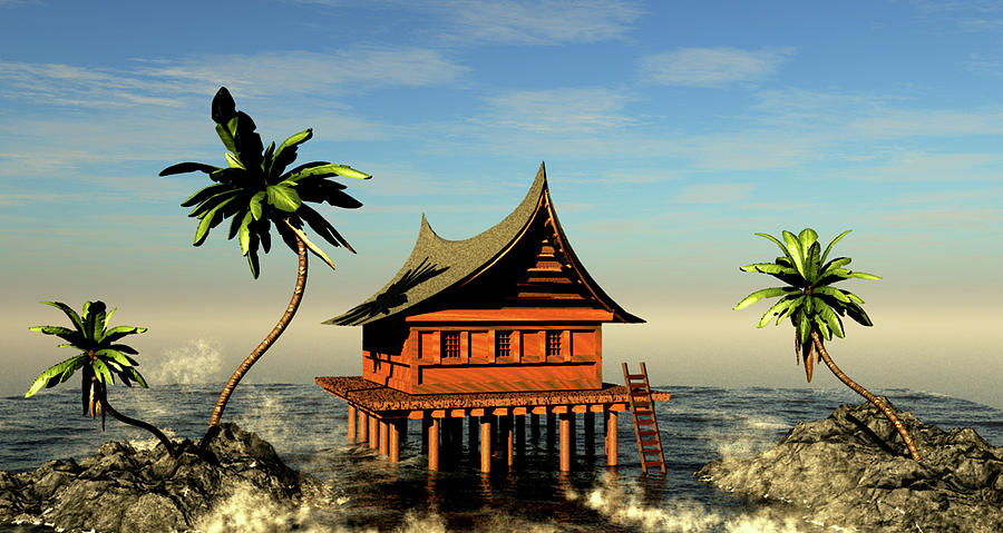 Charming Seaside House Digital Art by John Junek