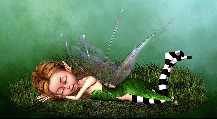 Charming Sleeping Forest Fairy Digital Art by John Junek