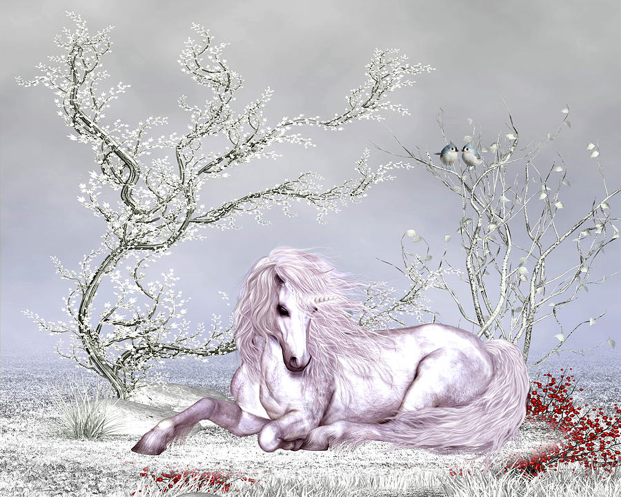 Fantasy Digital Art - Charming Unicorn  by John Junek