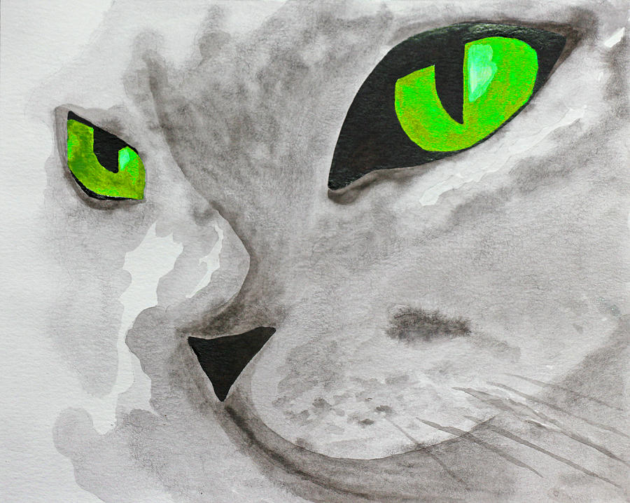 Cat Painting - Chartreuse  by Iryna Goodall