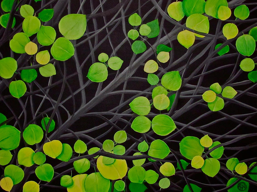 Chartreuse Leaves Painting by Renee Noel