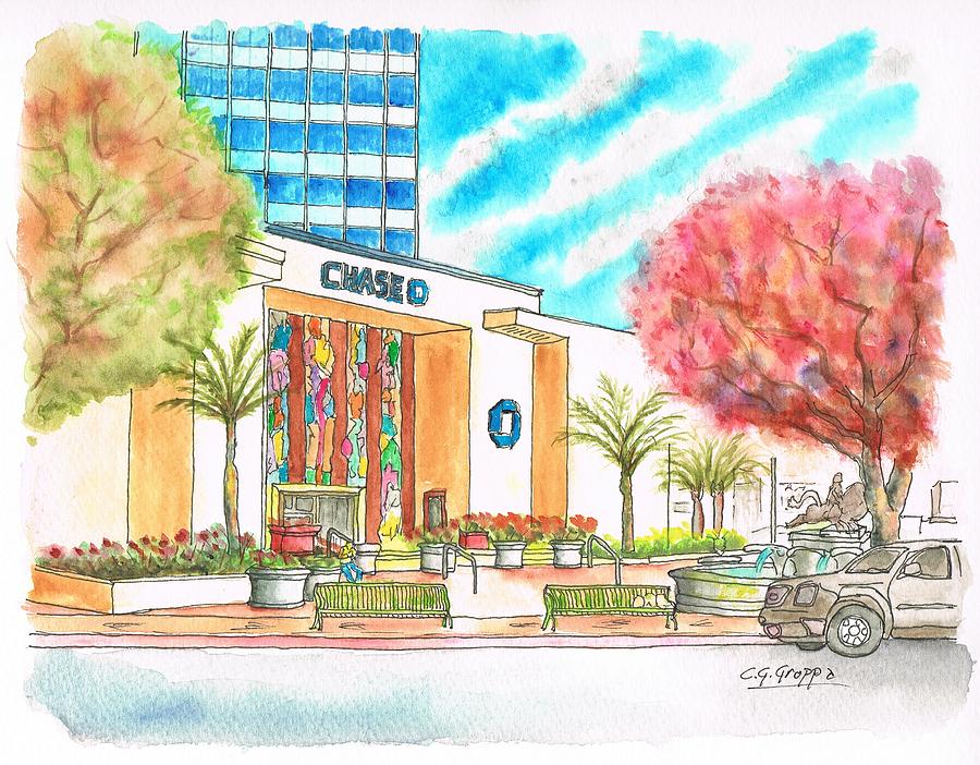 Chase Bank in Hollywood - California Painting by Carlos G Groppa