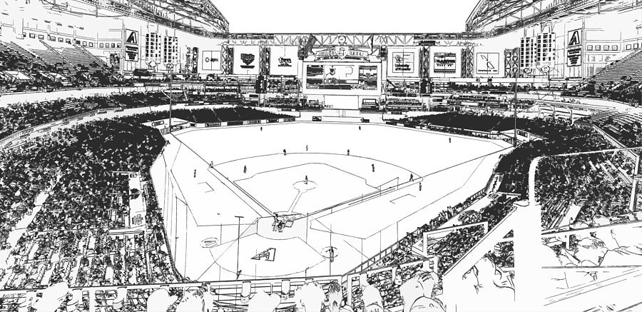 Chase Field 2015 Line Drawing Photograph by C H Apperson