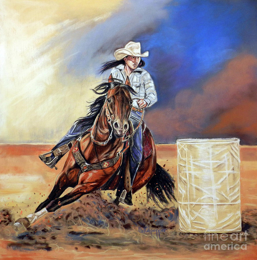 Barrel Racing Pastel by Cat Culpepper - Fine Art America