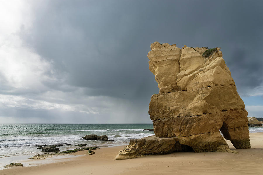 Storm Chasing Photograph - Chasing Storms on the Beach in Algarve Portugal by Georgia Mizuleva