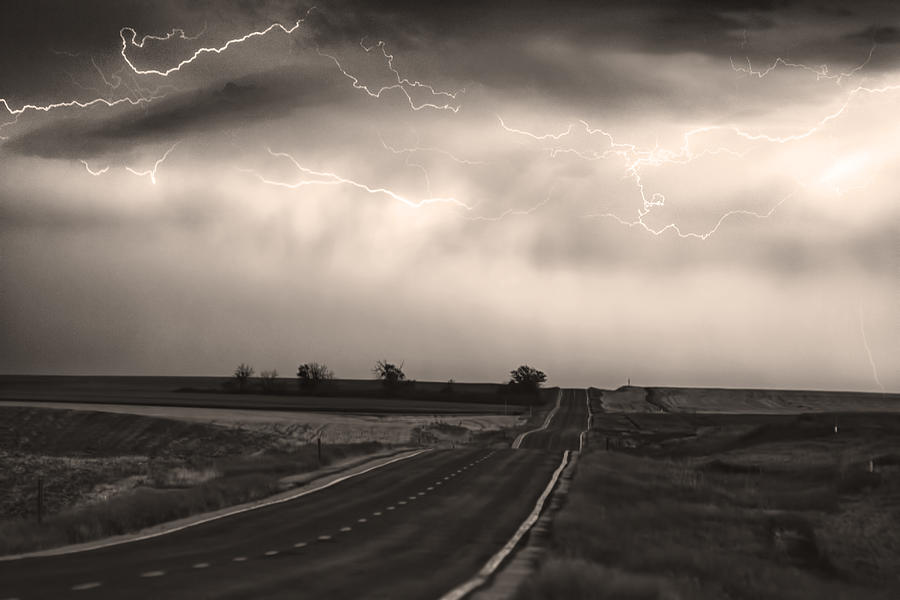Chasing The Storm - County Rd 95 and Highway 52 - CO- Sepia Photograph by James BO Insogna