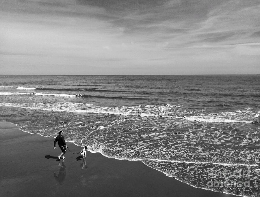 Chasing The Tide in Black and White Photograph by Joan-Violet Stretch