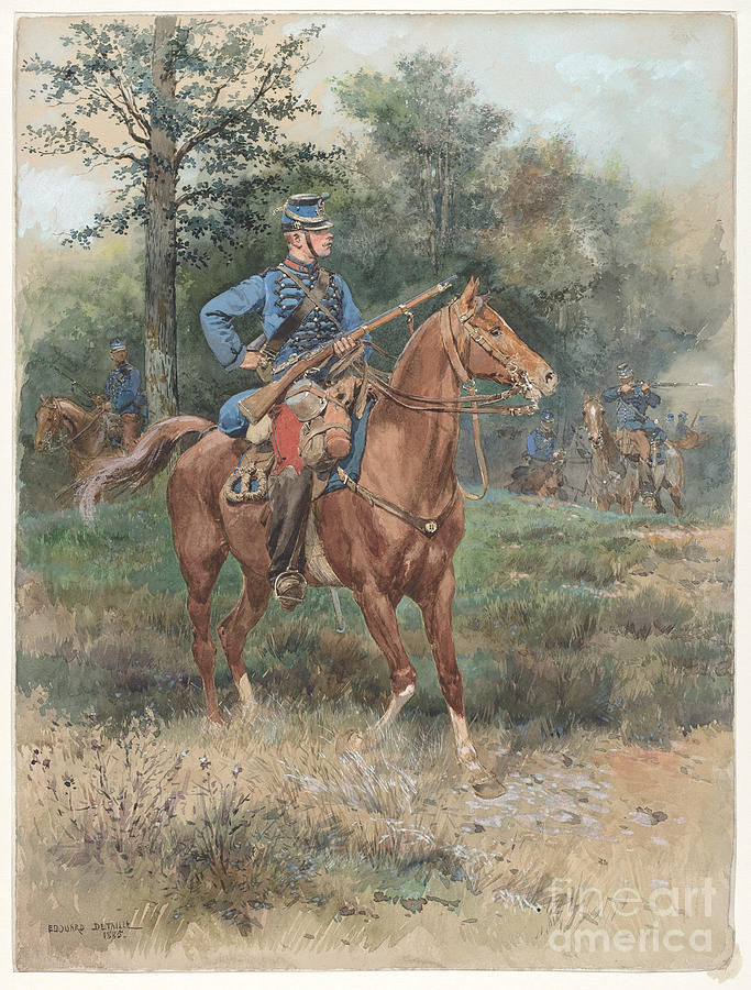 Chasseur ? Cheval (soldier On Horseback) Drawing by Edouard Detaille ...