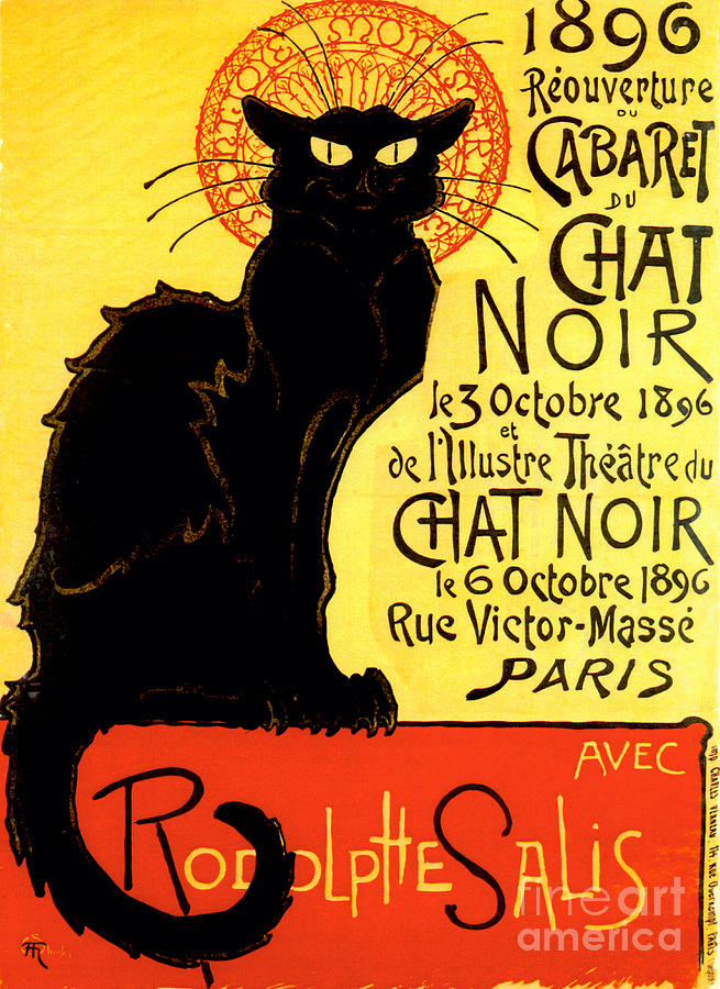Chat Noir Vintage Painting