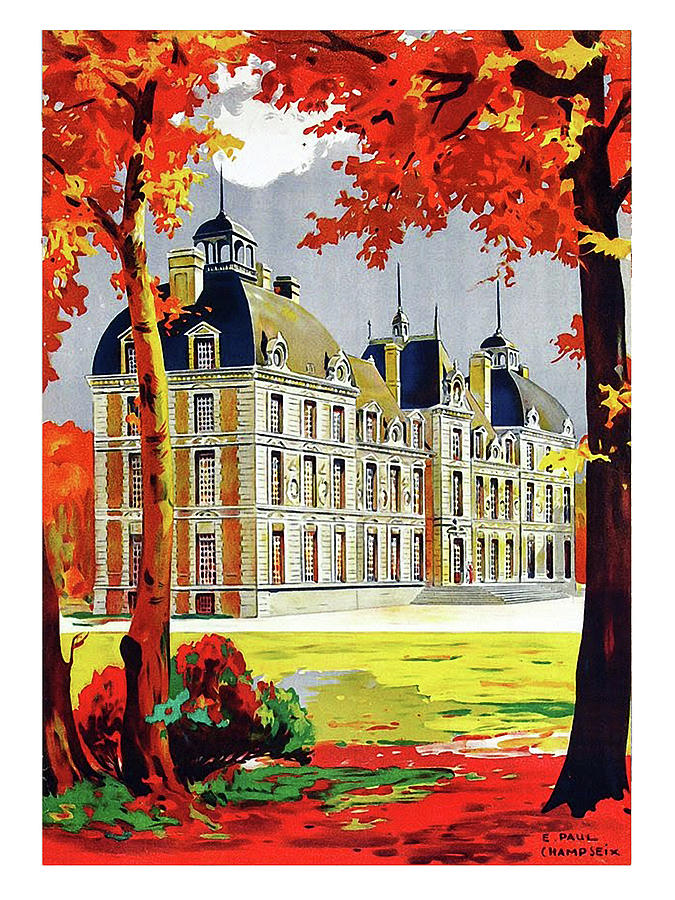 Chateau de Cheverny, France, autumn leafs Painting by Long Shot