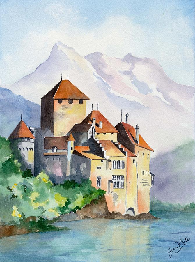 Chateau de Chillon in Switzerland Painting by Jean Walker White