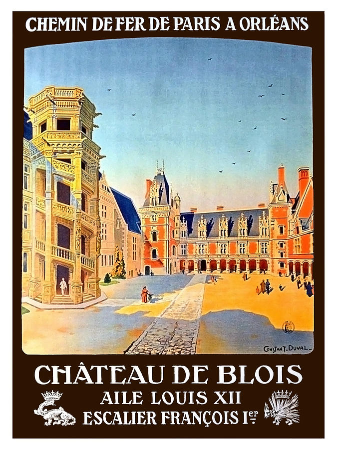 Chateau of Blois, France, vintage travel poster Painting by Long Shot
