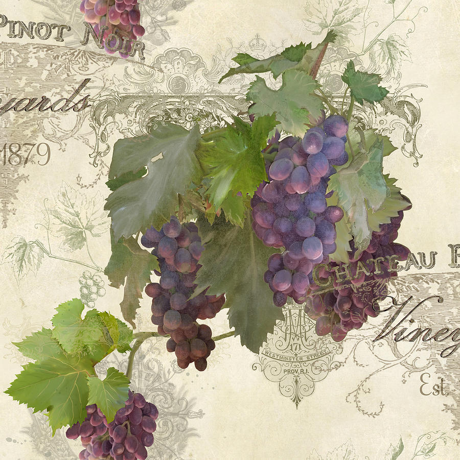 Chateau Pinot Noir Vineyards - Vintage Style Tapestry - Textile by Audrey Jeanne Roberts