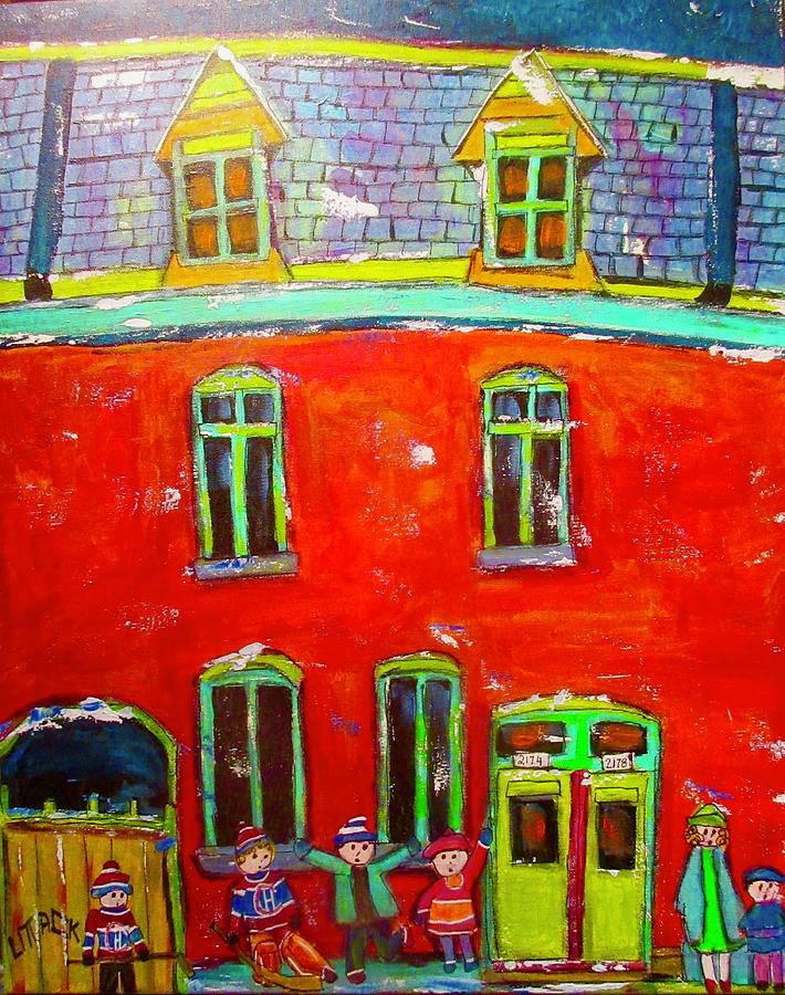 Chateauguay Row Houses in the Point Painting by Michael Litvack