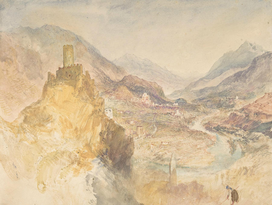 Chatel Argent and the Val dAosta from above Villeneuve Painting by Joseph Mallord William Turner