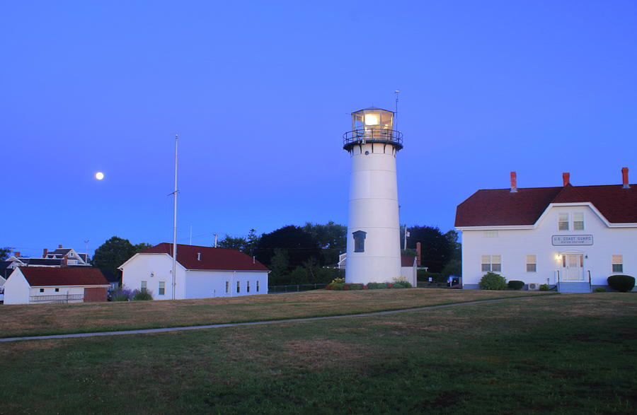 Chatham Lighthouse Moonset Photograph by John Burk