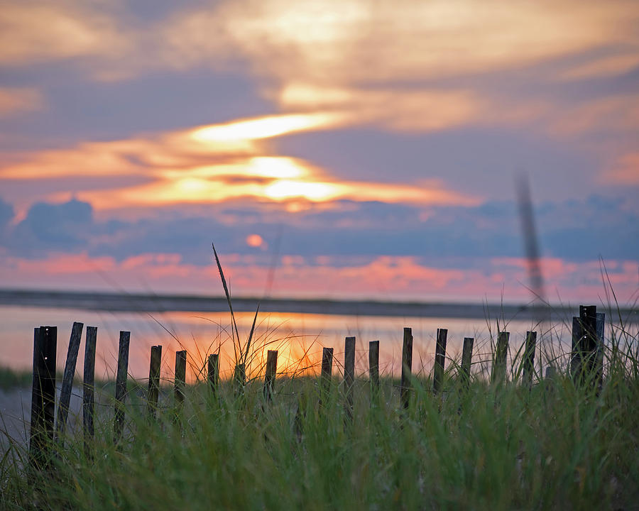 Chatham MA Cape Cod Sunrise Fence Photograph by Toby McGuire