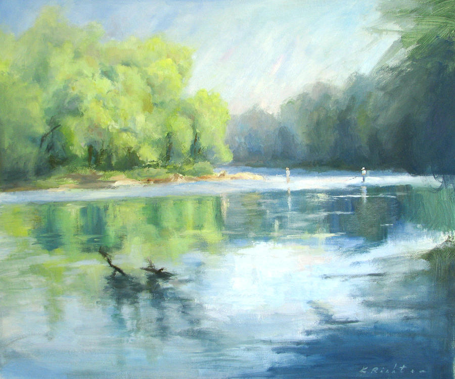 Chattahoochee River- Trout Fishing Painting by Keiko Richter