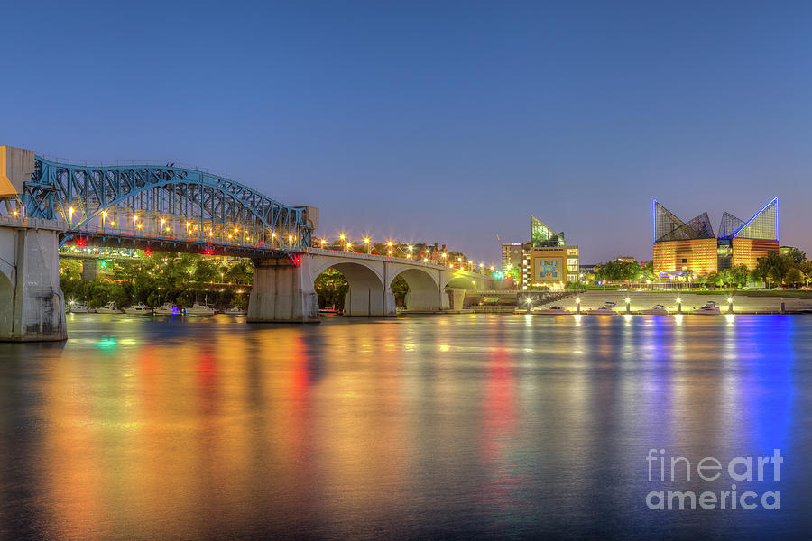 Chattanooga Market Street Bridge at Twilight I Photograph by Clarence Holmes