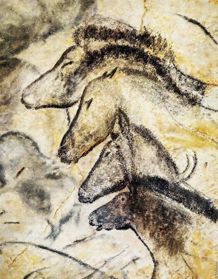 Prehistoric Painting - Chauvet Horses by Weston Westmoreland