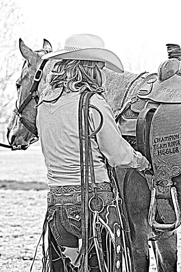 Horse Photograph - Check Your Cinch  by Laine Smith