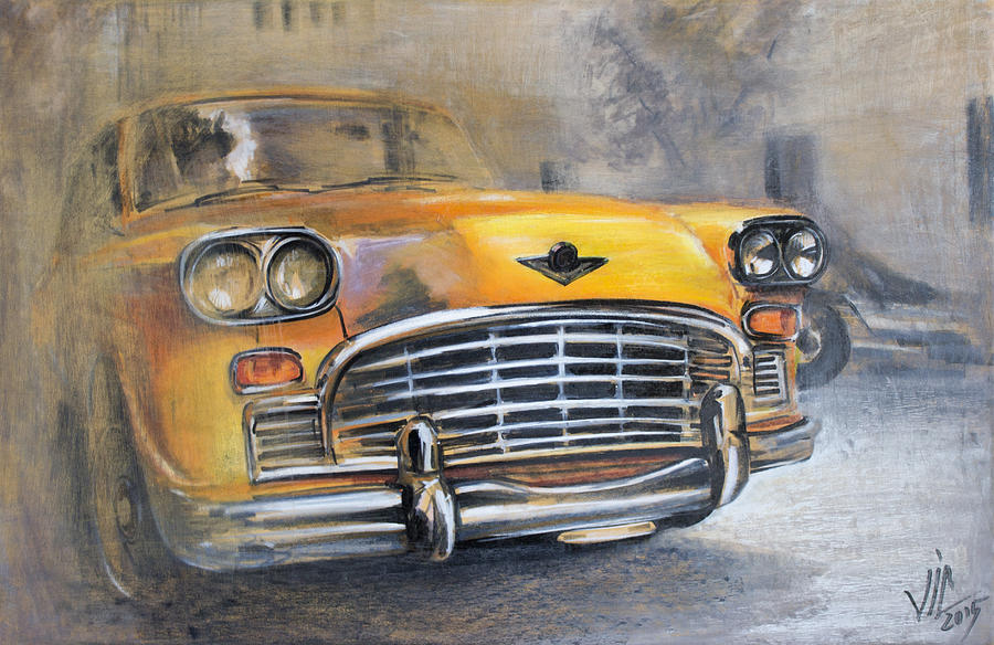 Detroit Painting - Checker Taxi by Vali Irina Ciobanu