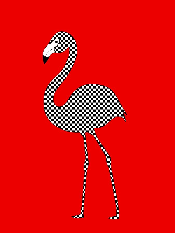 Checkerboard Flamingo Digital Art by Kathleen Sartoris