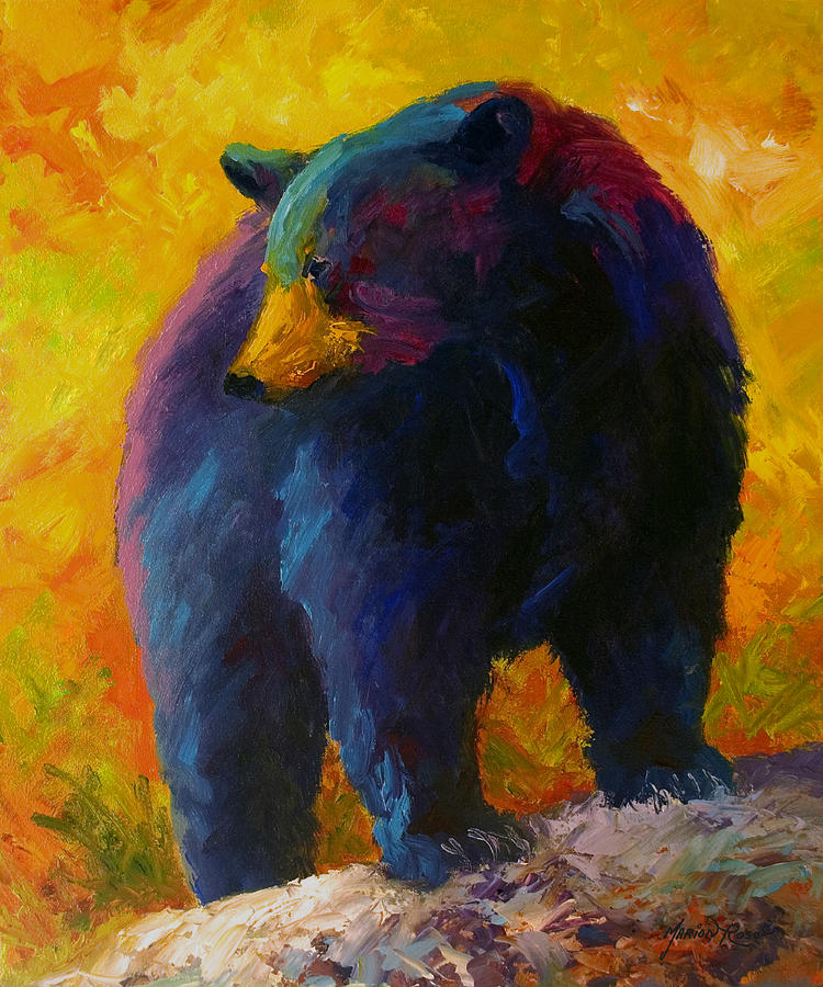Checking The Smorg - Black Bear Painting by Marion Rose