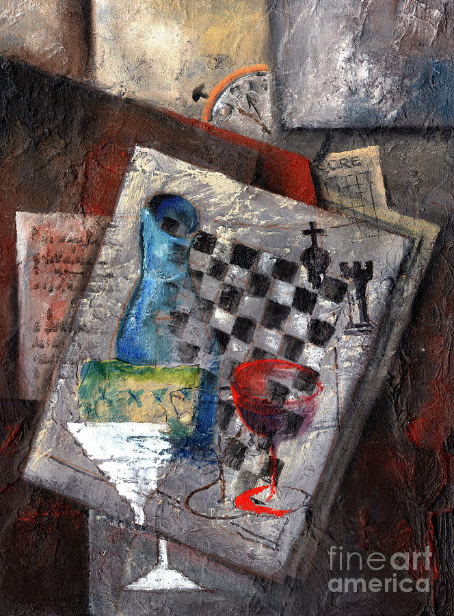 Chess Painting - Checkmate by Val Byrne