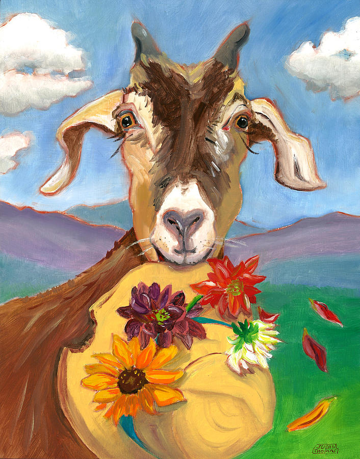 Cheeky Goat Painting by Susan Thomas