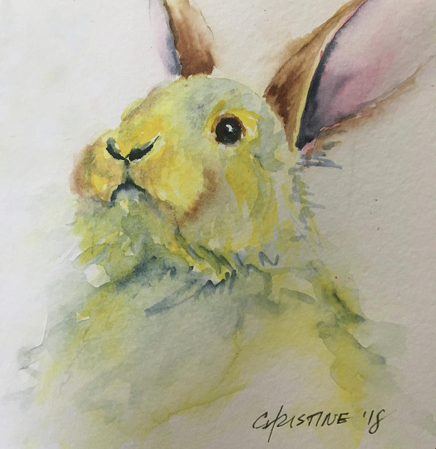 Cheerful Bunny Painting by Christine Marie Rose