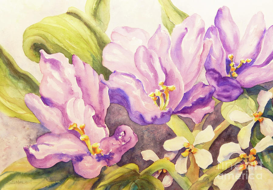 Cheerful Spring Crocus Painting by Sharon Nelson-Bianco