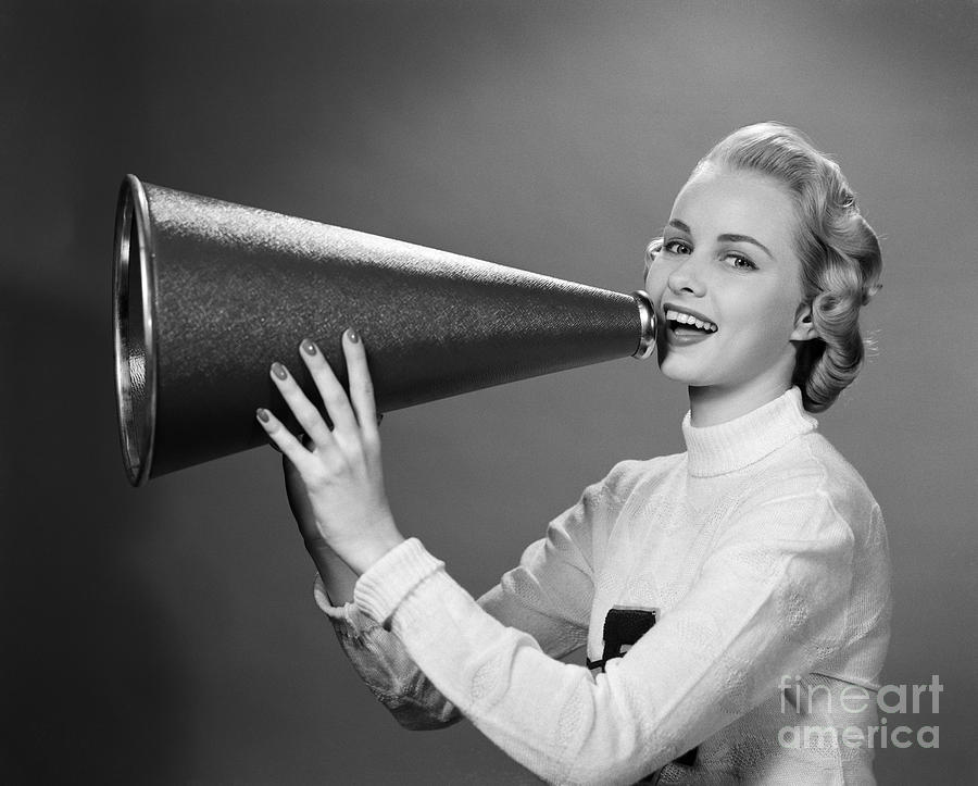 Cheerleader With Megaphone C 1950s Photograph By H Armstrong Roberts Classicstock Pixels