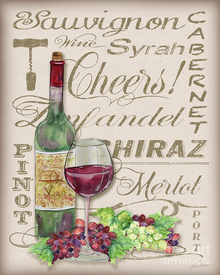Cheers Wine Art-JP3971 Painting by Jean Plout