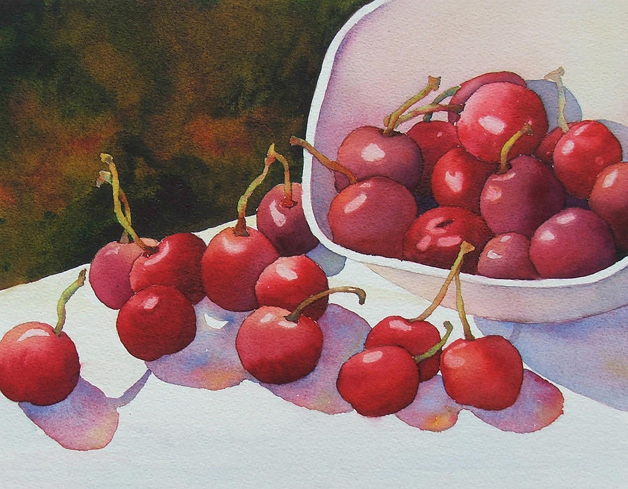 Cheery Cherries Painting by Judy Mercer