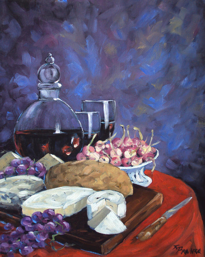 Cheese and Good Wine Painting by Richard T Pranke