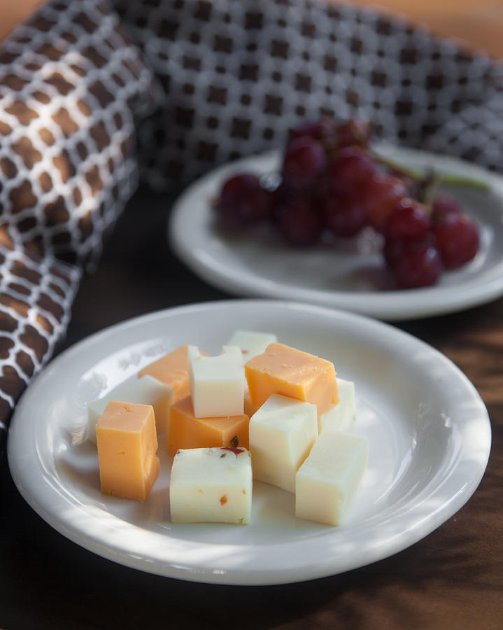 Cheese Plate with Red Seedless Grapes Photograph by Erin Cadigan